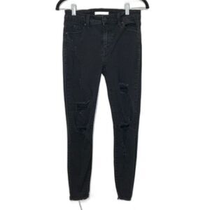 EUNINA Jeans Women's Distressing Size US3 Black Clara High Rise Skinny Crop Leg